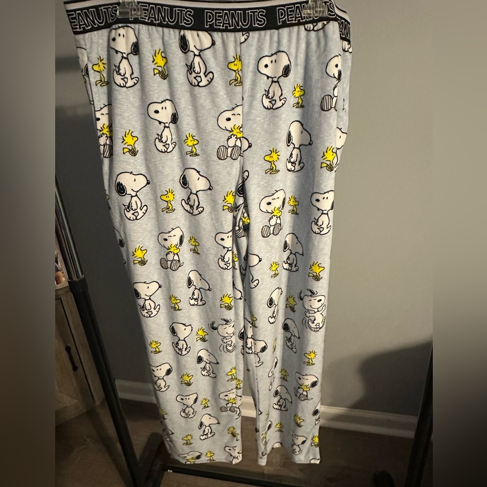 Peanuts Snoopy and Woodstock Pajama Bottoms - Gray and Yellow